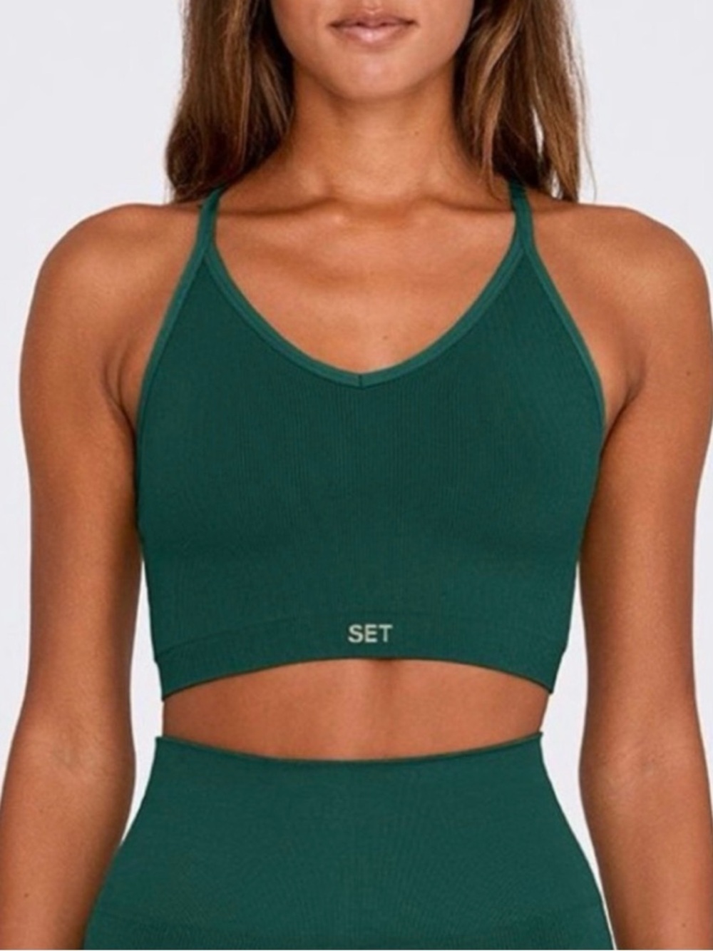 SET Active Forest Green Ribbed Sports Bralette